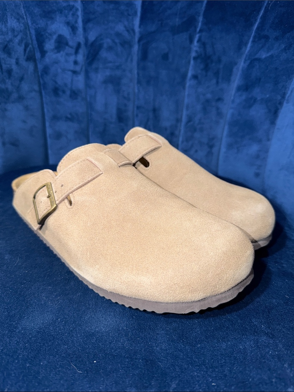 Khombu Men's Suede Slip-On Clog with Buckle - Tan Size 10 NIB